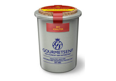 Kräutersenf mit Biozutaten - Moutarde de Montjoie - Steinzeugtopf 200 ml